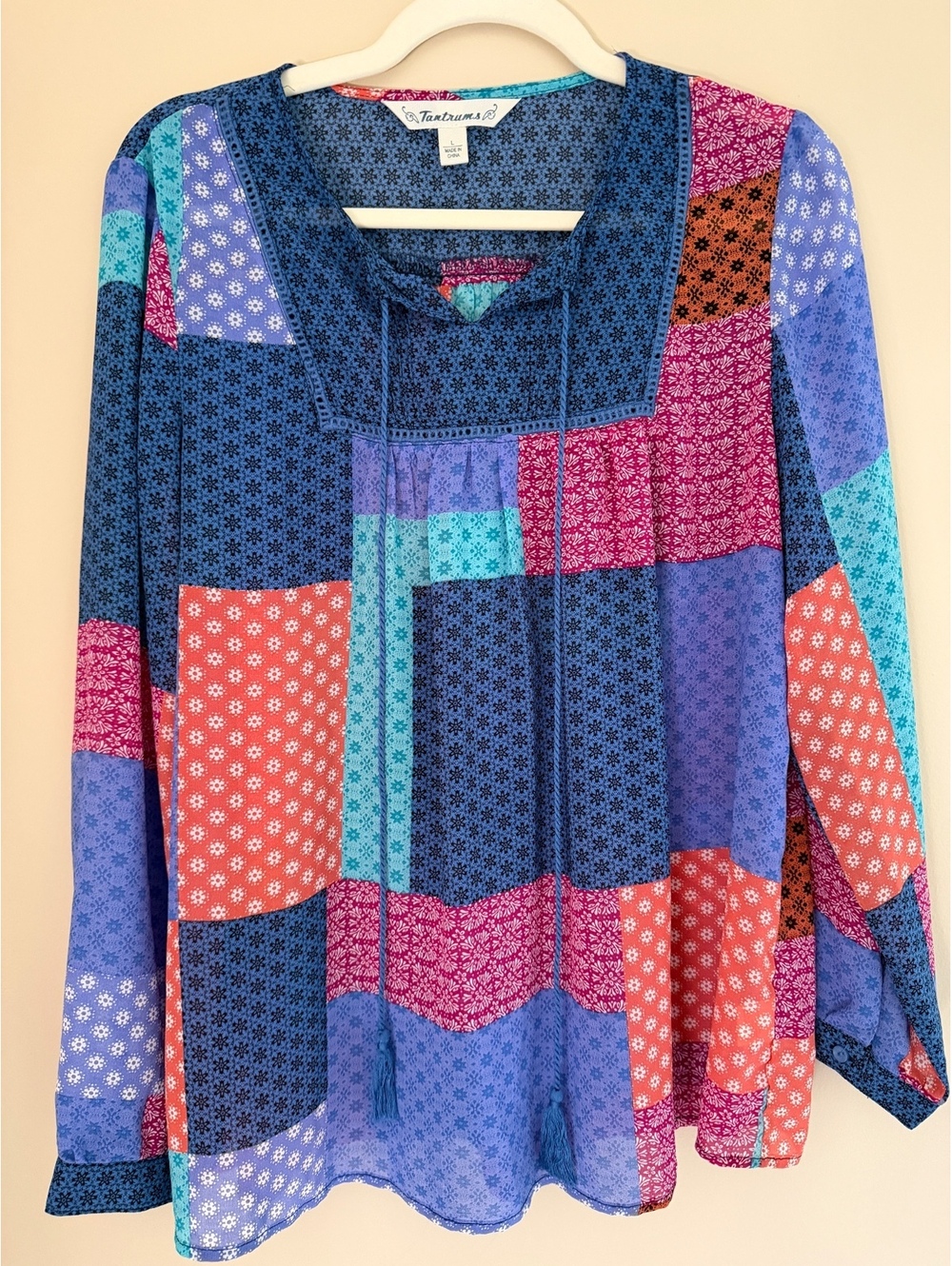 L boho patchwork inspired top